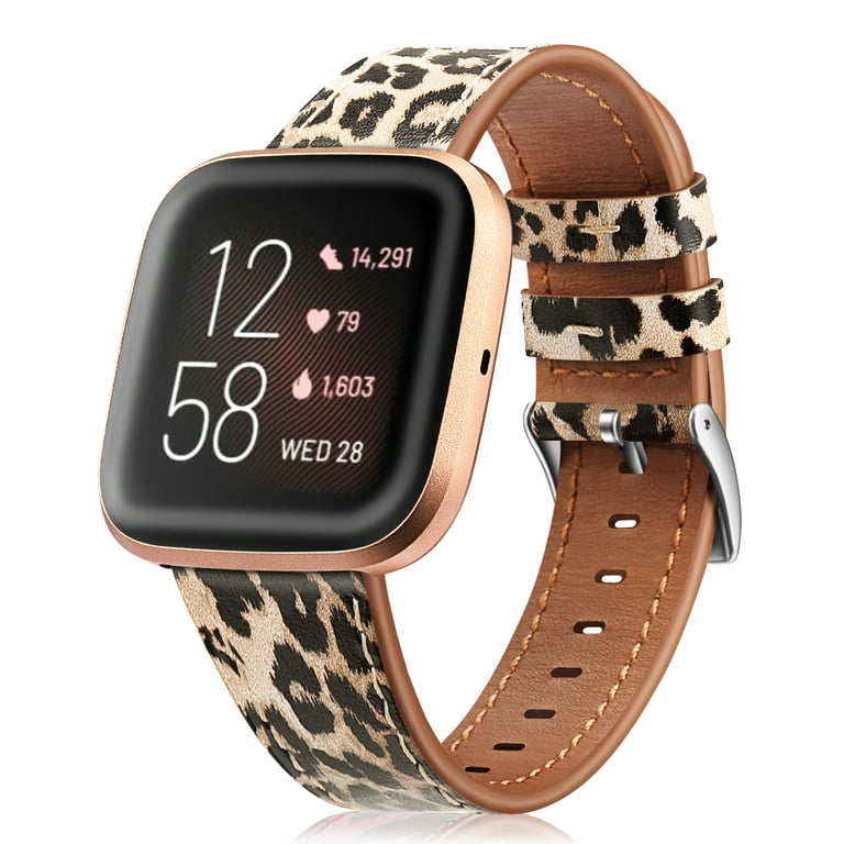 Fintie Genuine Leather Band for Fitbit Versa 2 Versa Versa Lite Classic Leopard Strap Walmart