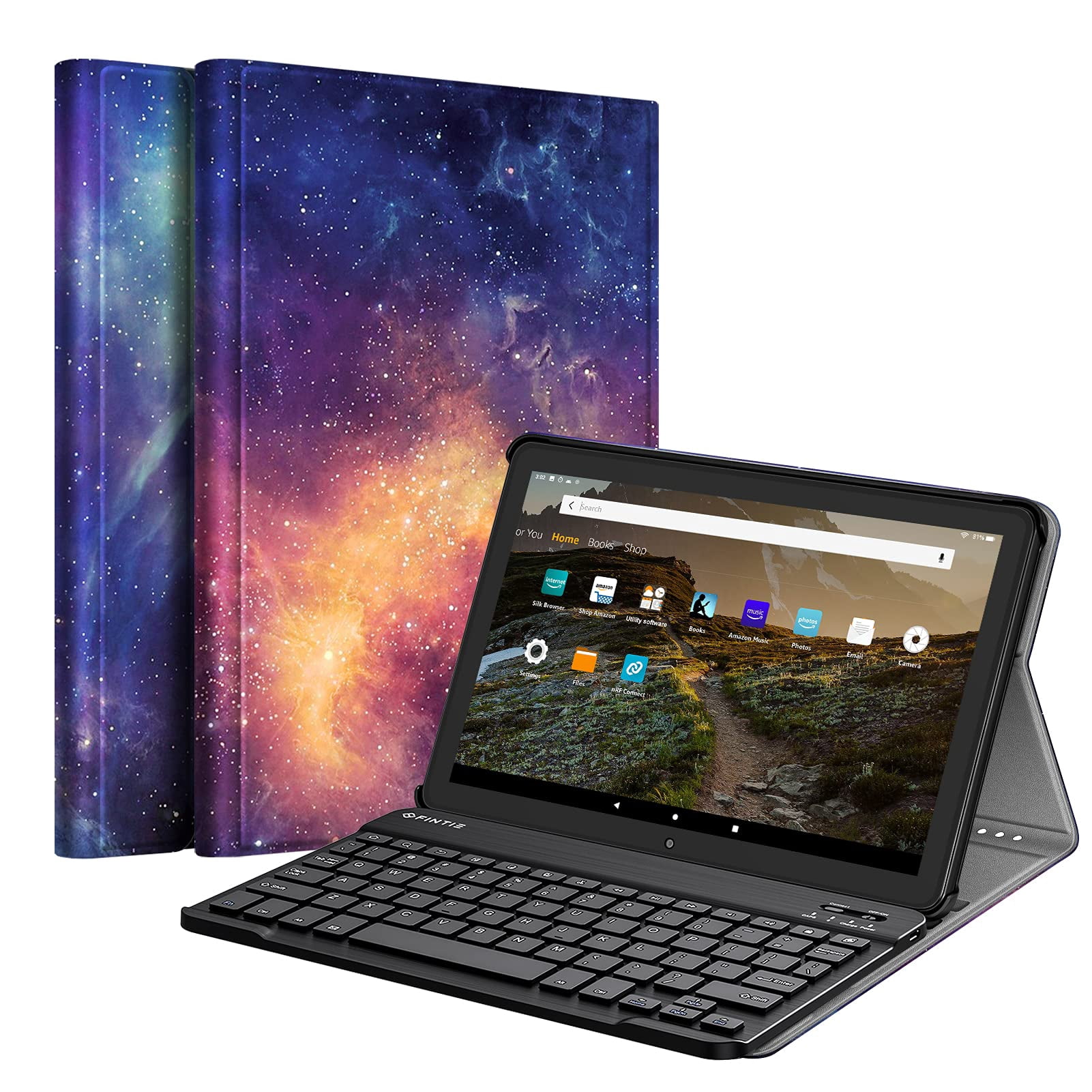 FINTIE Custodia Con Tastiera Bluetooth Per Amazon Fire HD 10 (11&ordf; Gen, 2021) - Nero