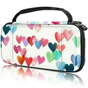 Fintie Carry Case for Nintendo Switch Lite, Shockproof, with 15 Game Card Slots, Raining Hearts