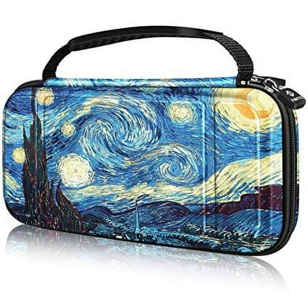 Fintie Carry Case for Nintendo Switch Lite 2019 - [Shockproof] Hard Shell Protective Cover Bag with 15 Game Card/2 Micro SD Card Slots, Inner Pocket for Switch Lite Console, Starry Night