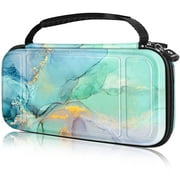 Fintie Carry Case for Nintendo Switch Lite 2019 - [Shockproof] Hard Shell Protective Cover Travel Bag with 15 Game Card / 2 Micro SD Card Slots, Inner Pocket for Switch Lite Console, Emerald Marble