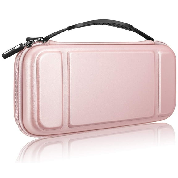 Fintie Carry Case for Nintendo Switch OLED Model 2021/Switch 2017 - [Shockproof] Hard Shell Protective Cover Travel Bag w/10 Game Card Slots , Rose Gold