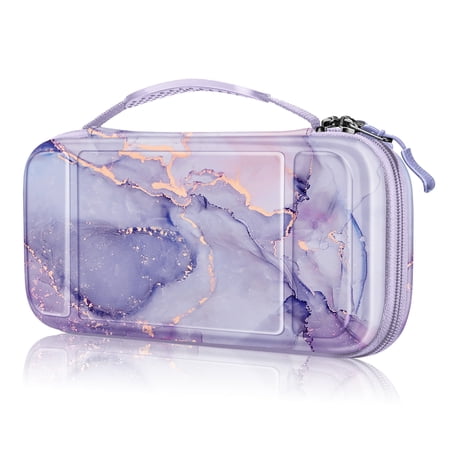 Fintie Carrying Case for Nintendo Switch Lite 2019 [Shockproof] Hard Shell Protective Cover Travel Bag w/15 Game Card & 2 Micro SD Card Slots, Lilac Marble