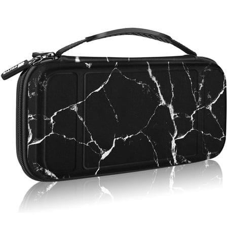 Fintie Carrying Case for Nintendo Switch OLED Model 2021/Switch 2017 [Shockproof] Hard Shell Protective Cover Travel Bag w/10 Game Card Slots for Switch Console Joy-Con & Accessories (Marble Black)