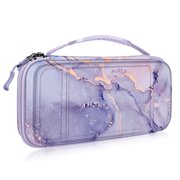 Fintie Carrying Case for Nintendo Switch OLED Model 2021/Switch 2017, [Shockproof] Hard Shell Protective Cover Travel Bag w/10 Game Card Slots, Lilac Marble