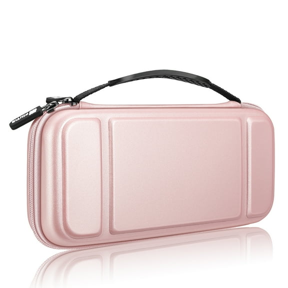 Fintie Carrying Case for Nintendo Switch OLED Model 2021/Switch 2017, [Shockproof] Hard Shell Protective Cover Travel Bag w/10 Game Card Slots,Rose Gold