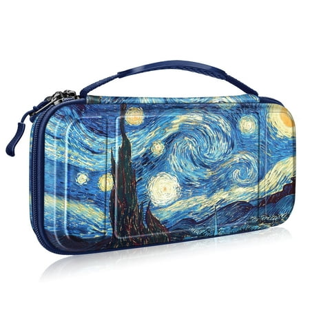 Fintie Carrying Case for Nintendo Switch OLED Model 2021/Switch 2017, [Shockproof] Hard Shell Protective Cover Travel Bag w/10 Game Card Slots, Starry Night