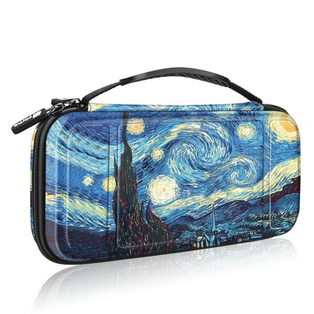 Fintie Carrying Case for Nintendo Switch OLED Model 2021/Switch 2017, [Shockproof] Hard Shell Protective Cover Travel Bag w/10 Game Card Slots,Z-Starry Night
