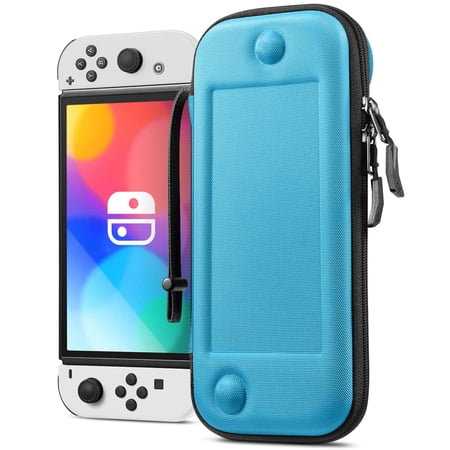 Fintie Carrying Case for Nintendo Switch OLED Model 2021/Switch 2017 [Slim Fit] Shockproof Protective Cover Storage Travel Bag w/10 Game Cartridges, Blue