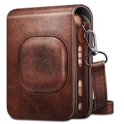 Fintie Carrying Case for Fujifilm Instax Mini LiPlay Hybrid Instant Camera - Premium Vegan Leather Portable Bag Cover with Removable Strap, Brown