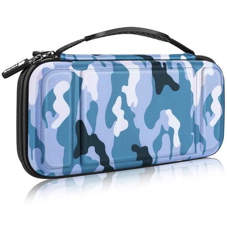 Fintie Carrying Case for Nintendo Switch OLED Model 2021 [Shockproof] Hard Shell Protective Cover Travel Bag w/10 Game Card Slots, Camo Blue