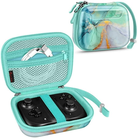 Fintie Carrying Case for Razer Kishi Mobile Game Controller, Hard Shell Shockproof Protective Cover Travel Bag with Inner Pocket, Emerald Marble