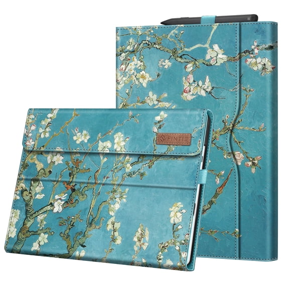 Fintie Case for 13" Microsoft Surface Pro 10 / Surface Pro 9 5G - Multiple Angle Viewing Portfolio Cover with Pocket and Stylus Holder, Compatible with Type Cover Keyboard, Blossom