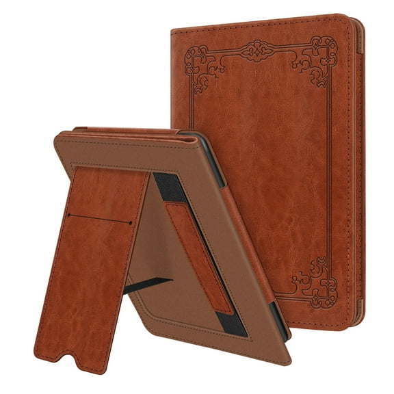 Fintie Case for 6" All-New Kindle (11th Generation-2024/2022 Release), Premium PU Leather Sleeve Stand Cover with Card Slot and Hand Strap, Vintage Brown