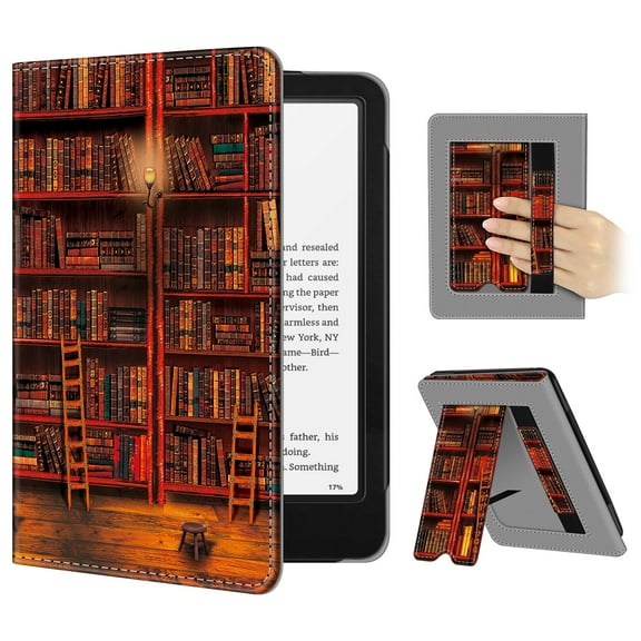 Fintie Case for 7"/6.8" Kindle Paperwhite(12th/11th Generation 2024/2021) / Colorsoft Signature Edition -Slim Foldable Stand Cover Auto Wake/Sleep, Library