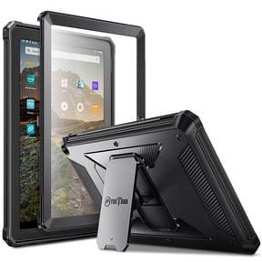 Fintie Case for Fire HD 10 / Fire HD 10 Plus 11th Generation 2021 Tablet - [Tuatara] Rugged Unibody Hybrid Kickstand Cover Built-in Screen Protector, Black