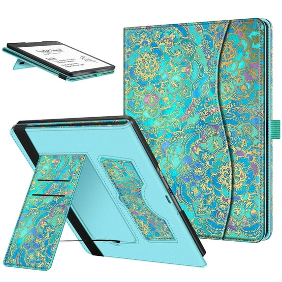 Fintie Case for Kindle Scribe 10.2 Inch Tablet(2022 Released)- Premium PU Leather Stand Cover Auto Sleep/Wake with Card Slot and Pen Holder, Shades of Blue