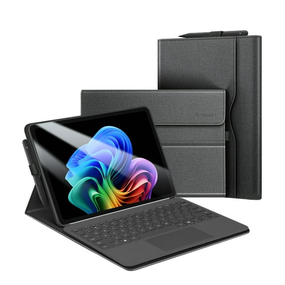 Fintie Case for Microsoft Surface Pro 12" (2025) – Slim Business Portfolio with Multi-Angle Stand, Pocket & Stylus Holder, Compatible with Type Cover Keyboard, Black