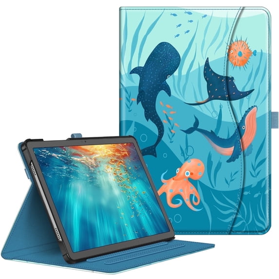 Fintie Case for Samsung Galaxy Tab A11+ Plus 2025/ A9+ Plus 11 Inch 2023, Multi-Angle Viewing Smart Stand Back Cover with Pocket Auto Wake/Sleep, Blue Ocean