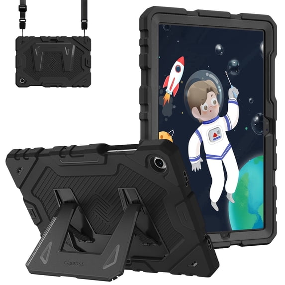 Fintie Case for Samsung Galaxy Tab A11+ Plus 2025/ A9+ Plus 11 Inch 2023, Fully-Body Rugged Heavy Duty Shockproof Protective Case with Kickstand & Shoulder Strap for Kids, Black