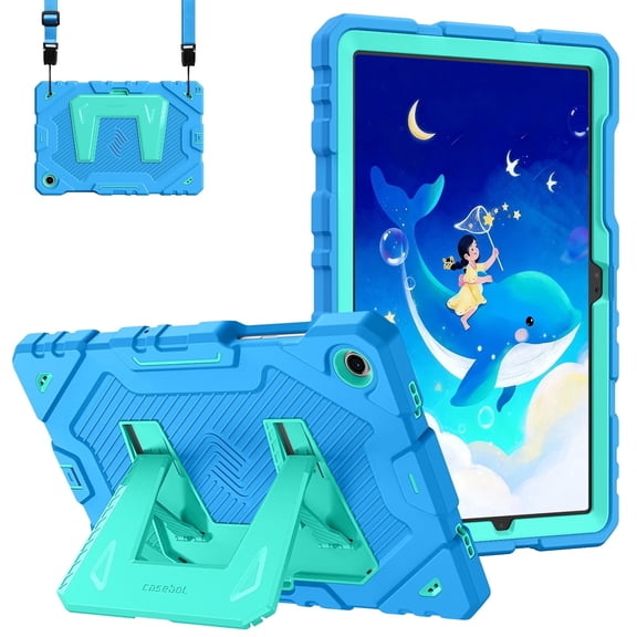 Fintie Case for Samsung Galaxy Tab A11+ Plus 2025/ A9+ Plus 11 Inch 2023, Fully-Body Rugged Heavy Duty Shockproof Protective Case with Kickstand & Shoulder Strap for Kids, Blue