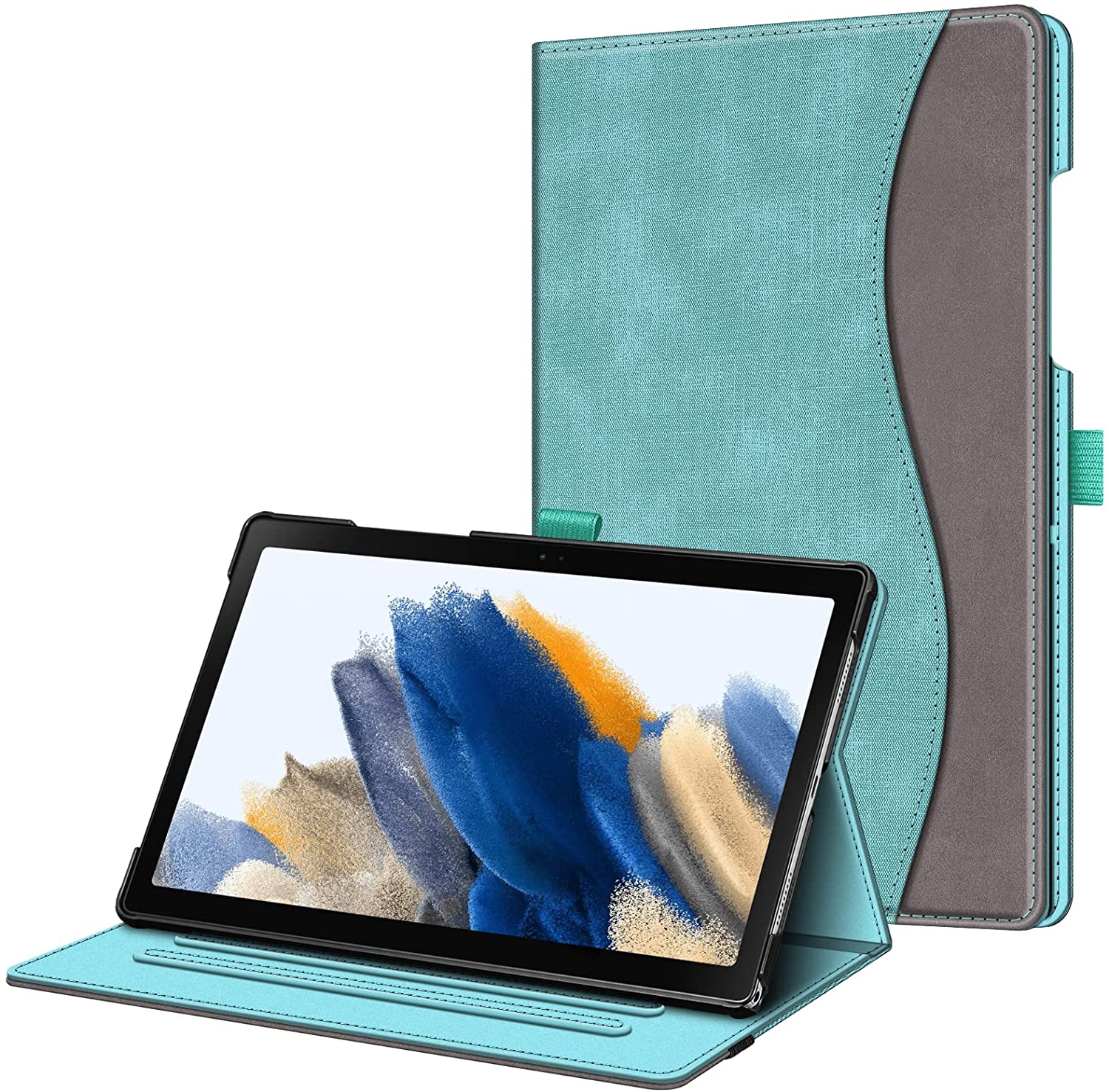 Fintie Case for Samsung Galaxy Tab A8 10.5 inch Tablet 2022, Model SM-X200/X205/X207,  Multi-Angle Viewing Stand Cover Auto Wake/Sleep with Pocket, Turquoise 