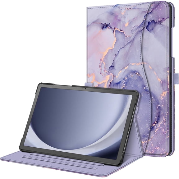 Fintie Multi-Angle Viewing Case for Samsung Galaxy Tab A11+ Plus 2025 / A9+ Plus 2023 11 inch, Smart Stand Back Cover with Pocket Auto Wake/Sleep, Lilac Marble