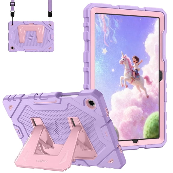 Fintie Case for Samsung Galaxy Tab A11+ Plus 2025/ A9+ Plus 11 Inch 2023, Fully-Body Rugged Heavy Duty Shockproof Protective Case with Kickstand & Shoulder Strap for Kids, Purple