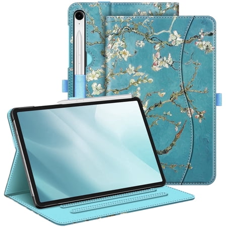 Fintie Case for Samsung Galaxy Tab S10 Lite/ S10 FE/ S9 FE 5G 10.9 Inch/Tab S9 11 Inch, Multi-Angle Viewing Protective Cover with Pocket, Auto Sleep/Wake, Blossom