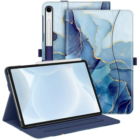 Fintie Case for Samsung Galaxy Tab S10 Lite/ S10 FE/ S9 FE 5G 10.9 Inch/Tab S9 11 Inch, Multi-Angle Viewing Protective Cover with Pocket, Auto Sleep/Wake, Ocean Marble