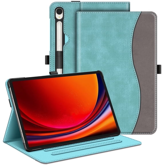 Fintie Case for Samsung Galaxy Tab S10 Lite/ S10 FE/ S9 FE 5G 10.9 Inch/Tab S9 11 Inch, Multi-Angle Viewing Protective Cover with Pocket, Auto Sleep/Wake, Turquoise