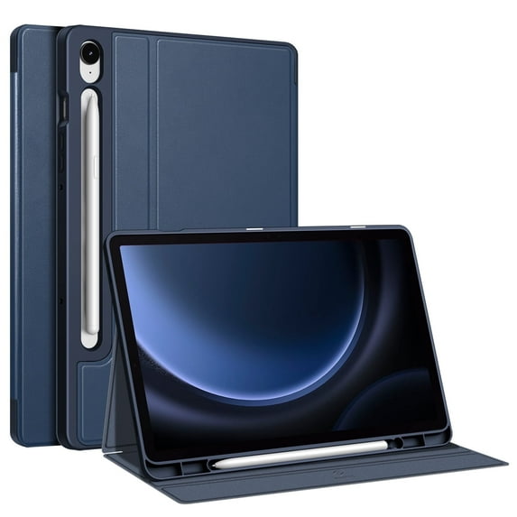 Fintie Case for Samsung Galaxy Tab S10 Lite/ S10 FE/ S9 FE 5G 10.9 Inch/Tab S9 11 Inch with S Pen Holder, Multi-Angle Viewing Rugged Soft TPU Back Cover with Auto Sleep/Wake, Navy