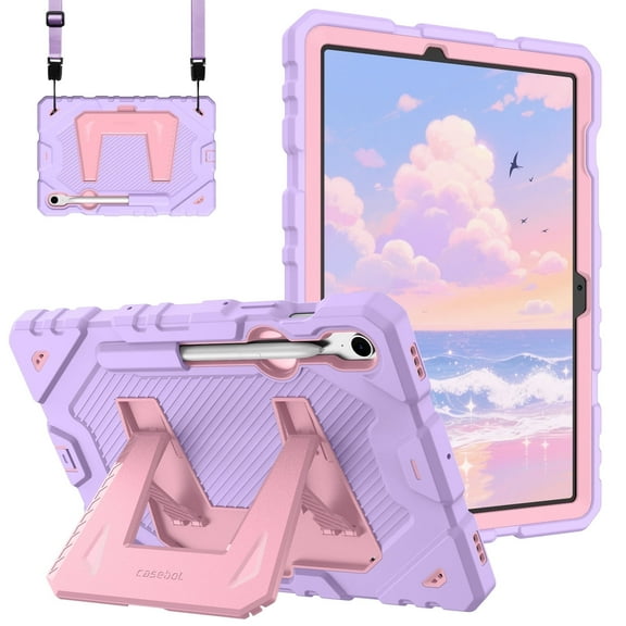 Fintie Case for Samsung Galaxy Tab S10 Lite/ S10 FE/ S9 FE 10.9 Inch/Tab S9 11 Inch, Fully-Body Rugged Heavy Duty Shockproof Protective Case with Kickstand & Shoulder Strap for Kids, Purple