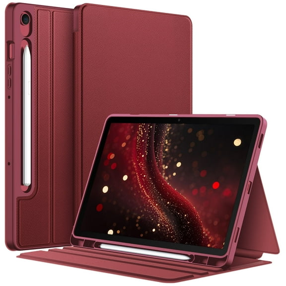 Fintie Case for Samsung Galaxy Tab S10 Lite/ S10 FE/ S9 FE 5G 10.9 Inch/Tab S9 11 Inch with S Pen Holder, Slim Shield Multiple Angle Stand with Soft TPU Back Shell Cover, Wine
