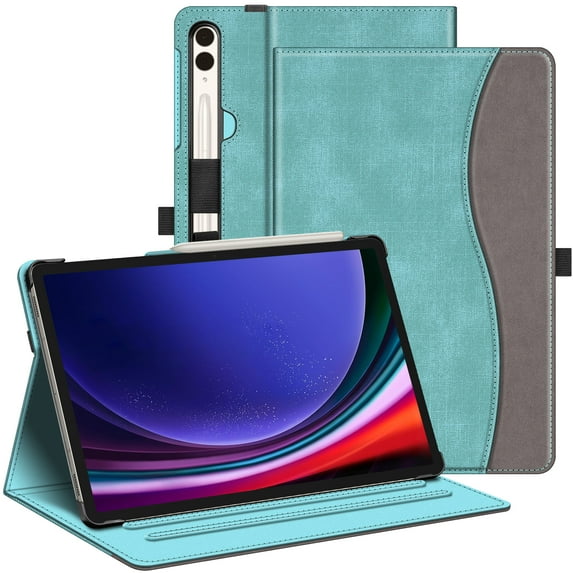 Fintie Case for Samsung Galaxy Tab S10 Plus 2024/S9 Plus 2023/S8 Plus 2022/S7 FE 2021/S7 Plus 2020 12.4 Inch, Multi-Angle Viewing Protective Cover with Pocket, Auto Sleep/Wake, Turquoise
