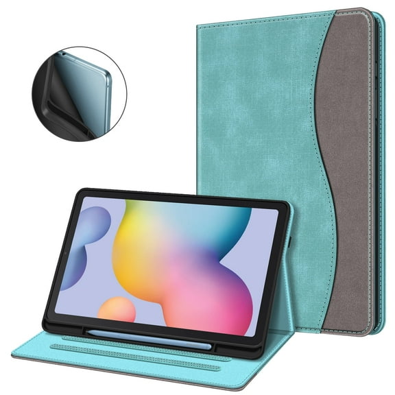 Fintie Case for Samsung Galaxy Tab S6 Lite 10.4 Inch 2024/2022/2020 with S Pen Holder, Multi-Angle Viewing Soft TPU Back Cover with Pocket Auto Wake/Sleep,Turquoise