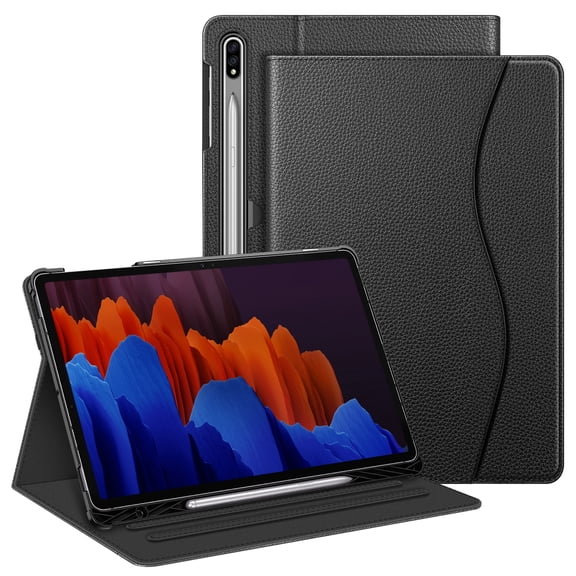 Fintie Case for Samsung Galaxy Tab S7 Plus 12.4'' 2020 SM-T970/T975 T976 Model with Pocket, Multi-Angle View Smart Stand Cover Auto Sleep Wake with S Pen Holder, Black