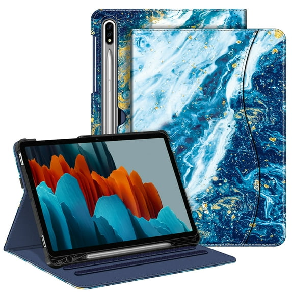 Fintie Case for Samsung Galaxy Tab S8 (2022) /Galaxy Tab S7 (2020) 11 Inch Model SM-X700/X706/T870/T875 with S Pen Holder, Multi-Angle Viewing Smart Stand Cover Auto Wake/Sleep with Pocket, Sandy Wave