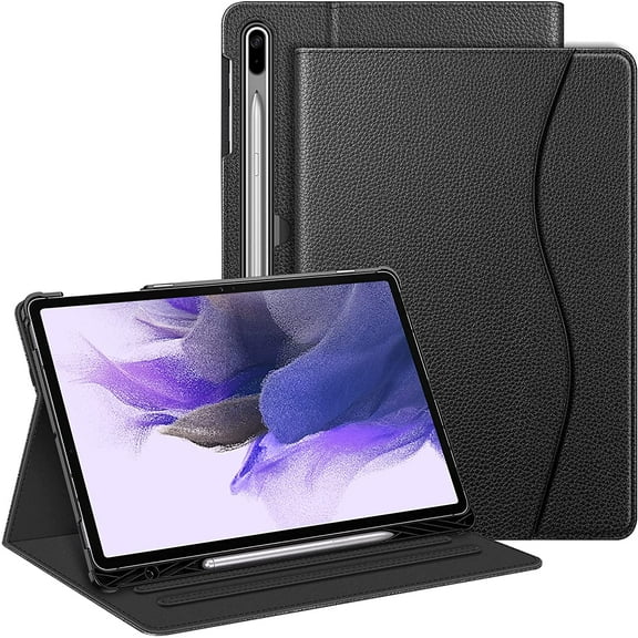 Fintie Case for Samsung Galaxy Tab S8 /S8 Plus 2022/S7 FE 2021/S7 Plus 2020 12.4 inch Tablet, Multi-Angle Stand Cover with Pocket Auto Wake/ Sleep , Built-in S Pen Holder, Black