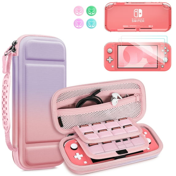 Fintie Case for Switch Lite, 8 in 1 Switch Lite Accessories Bundle with Nintendo Switch Lite Carrying Case, Soft TPU Clear Case, Switch Lite Screen Protector, Switch Thumb Grips, Fantasy Ombre