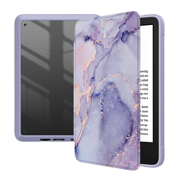 Fintie Case for 6" Kindle (11th Generation, 2022 Release) - Shockproof Hybrid Slim Cover Transparent Back Shell with Auto Sleep/Wake, Lilac Marble