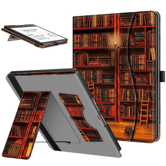 Fintie Case for Kindle Scribe 10.2 Inch Tablet(2022 Released)- Premium PU Leather Stand Cover Auto Sleep/Wake with Card Slot and Pen Holder, Library