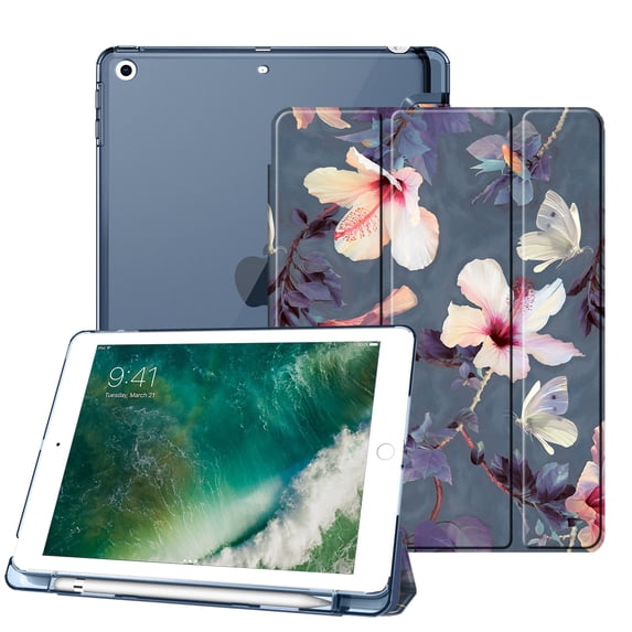 Fintie Case for iPad 9.7-inch 6th & 5th Gen - Translucent Frosted Back Shell Cover with Pencil Holder
