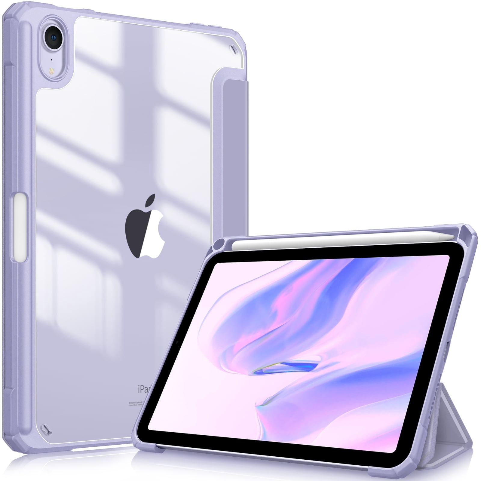 Fintie Hybrid Slim Case for iPad Mini 7 (A17 Pro) 2024 / iPad Mini 6 2021 - Shockproof Clear Transparent Back Shell with Pencil Holder