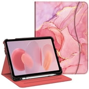 Fintie Case for iPad (A16) 11th Generation 11 Inch (2025), iPad 10th Generation 10.9 Inch (2022), Multi-Angle Viewing Protective Stand Cover, Pencil Holder & Pocket, Pink Marble