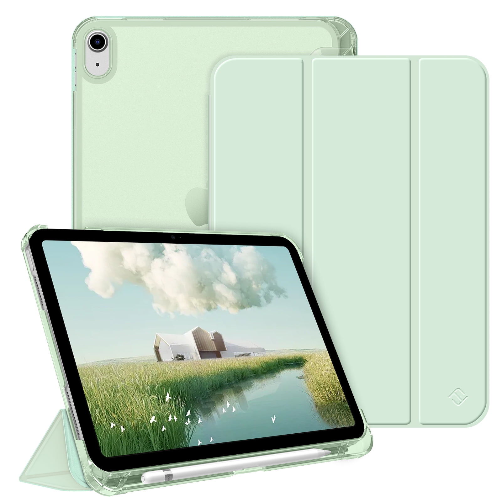 Fintie Case for iPad 10th Generation 10.9 Inch 2022 with Translucent Frosted Back, Slim Shell Hard Stand Cover with Pencil Holder, Auto Sleep/Wake, Green