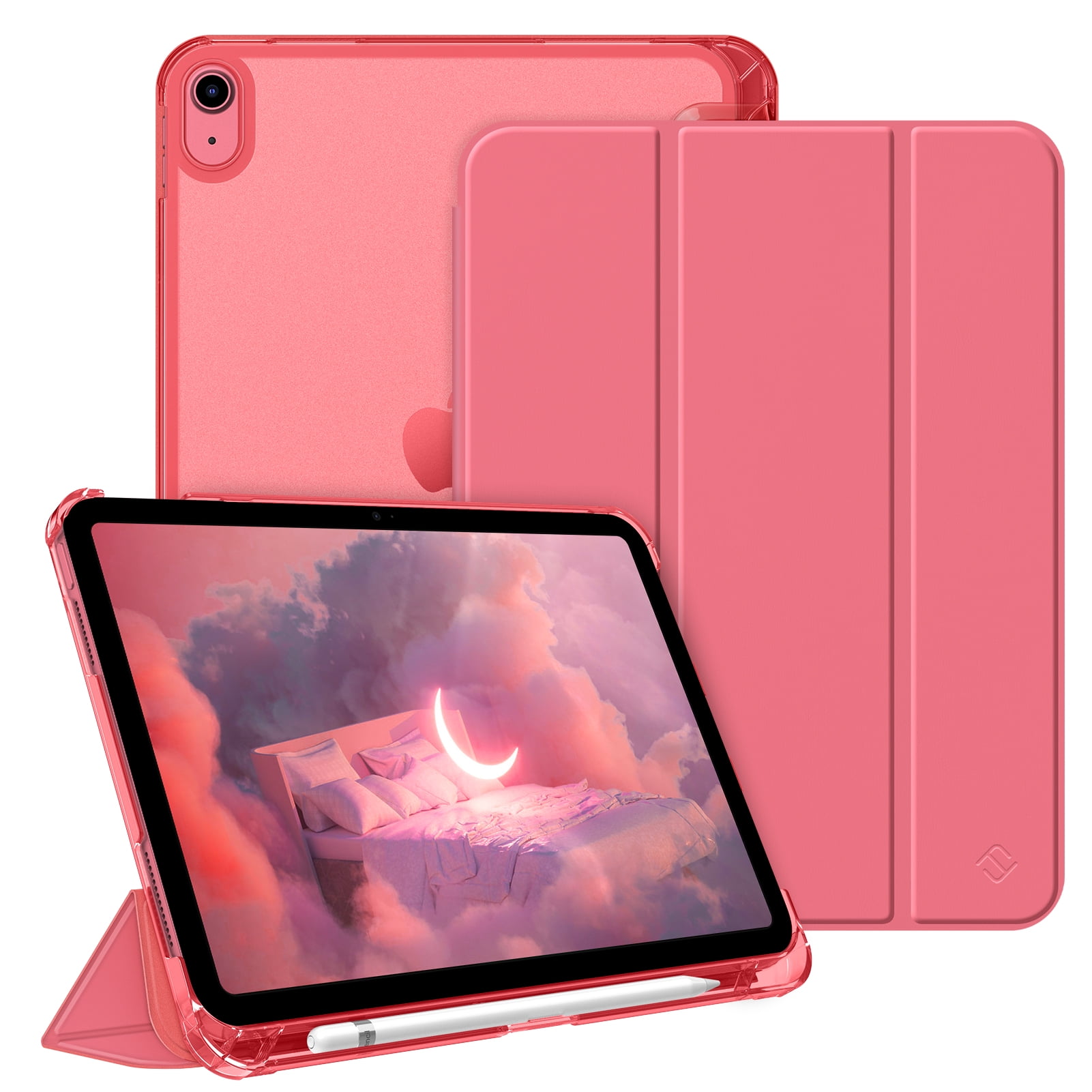iMieet New iPad 10th Generation Case 2022 10.9 Inch with Pencil Holder,  Trifold Stand Smart Case with Soft TPU Back,Auto Wake/Sleep(Pink)