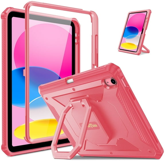 Fintie Case for iPad (A16) 11th Generation 11 Inch (2025), iPad 10th Gen 10.9 Inch (2022), [Tuatara Magic Ring] 360 Degree Rotating Stand Shockproof Rugged Cover w/ Screen Protector,Pink