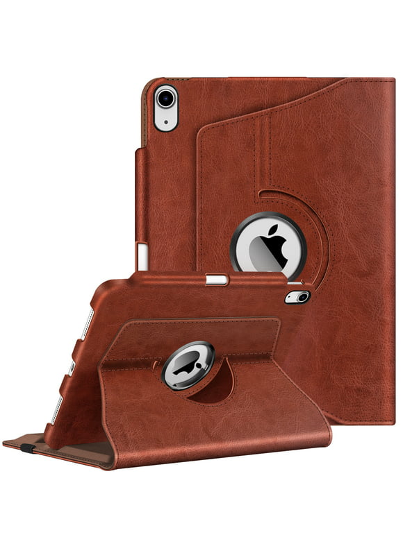 Fintie Case for iPad 10th Generation 10.9 Inch Tablet (2022 Model A2696 / A2757 / A2777) with Pencil Holder, 360 Degree Rotating Protective Stand Cover with Auto Sleep/Wake, Brown