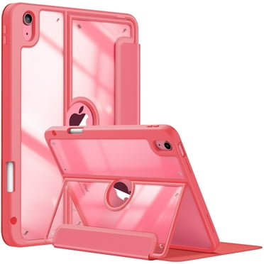 Fintie Case for iPad iPad (A16) 11th Generation 11 Inch (2025), iPad 10th Generation 10.9 Inch (2022) - Multi-Angle Viewing Shockproof Soft TPU Cover, Clear Back Shell, Pencil Holder, Pink